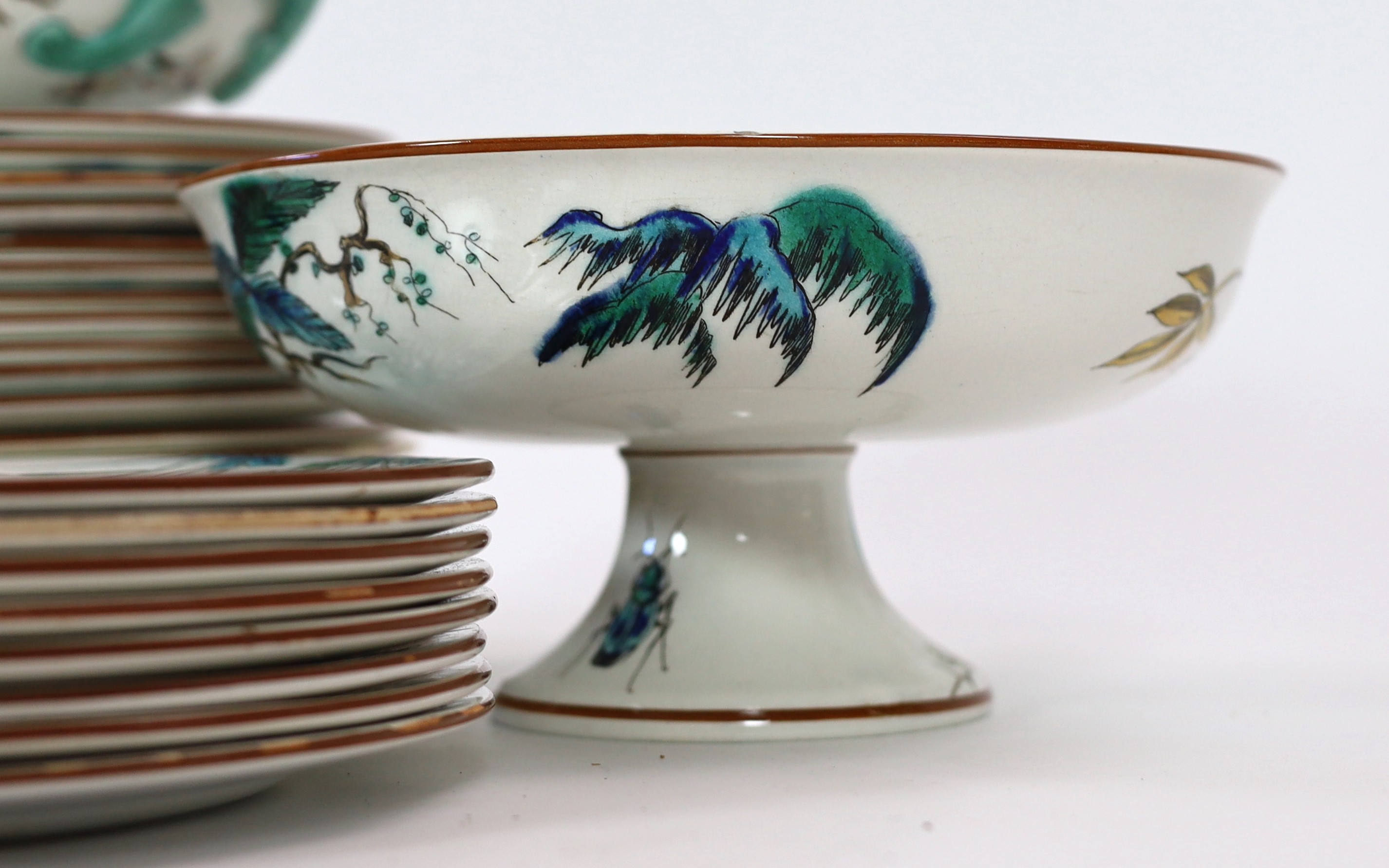 Eugene Millet (1819-1879) for Viellard Bordeaux - an extensive Japonaise ‘Grands Oiseaux’ earthenware part dinner service, late 19th century